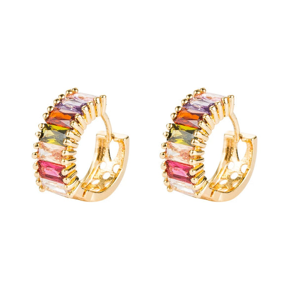 Wholesale Colorful Zircon Earrings For Women Brass Plated Alloy U Shaped
