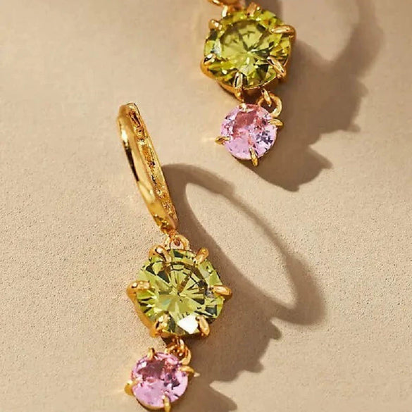 Wholesale Colorful Zircon Geometric Style Electroplated Stainless Steel Unisex Earrings