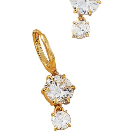 Wholesale Colorful Zircon Geometric Style Electroplated Stainless Steel Unisex Earrings