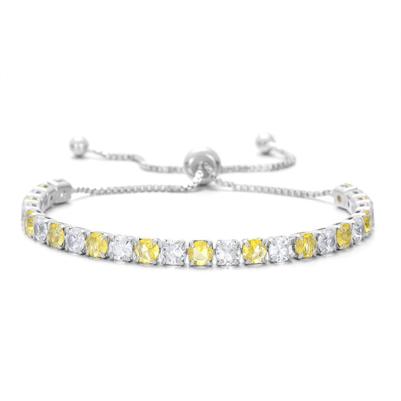 Wholesale Colorful Zircon Inlaid Copper Geometric Style Tennis Bracelet Set With White Golden Plated Finish