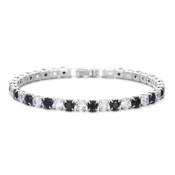 Wholesale Colorful Zircon Inlaid Copper Geometric Style Tennis Bracelet Set With White Golden Plated Finish