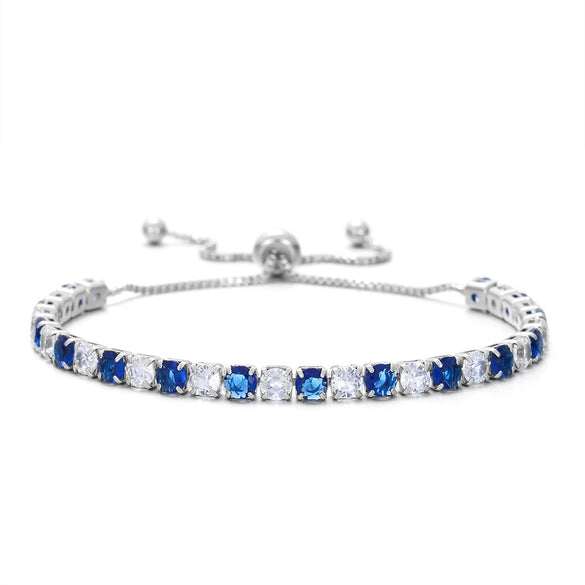 Wholesale Colorful Zircon Inlaid Copper Geometric Style Tennis Bracelet Set With White Golden Plated Finish