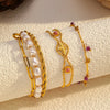 Wholesale Colorful Zircon Tassel Geometric Stainless Steel Electroplated Women's Bracelet Light Luxury Style