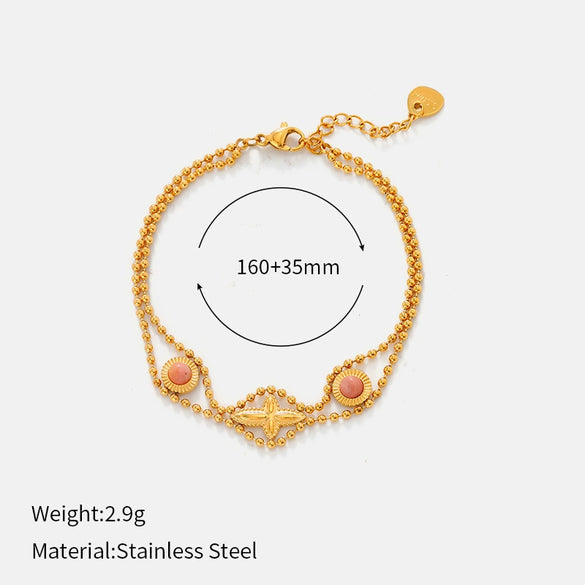 Wholesale Colorful Zircon Tassel Geometric Stainless Steel Electroplated Women's Bracelet Light Luxury Style