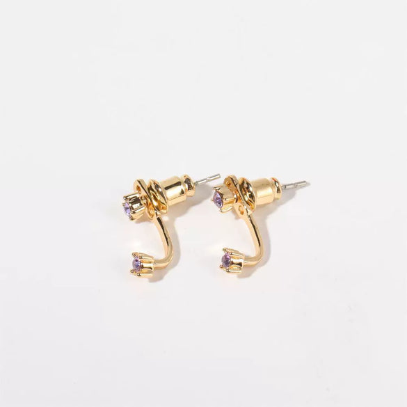 Wholesale Colorpreserving Retro Geometric Ushaped Copper Electroplated Birthstone Earrings For Women
