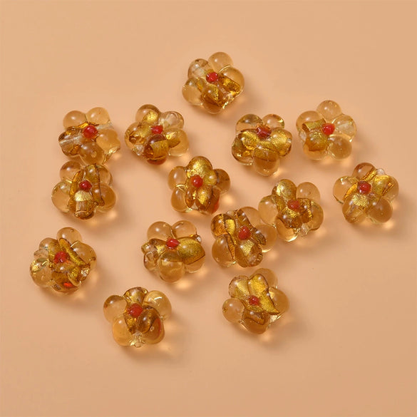Wholesale Coloured Glaze Flower Beads Handpainted Diy Jewelry Accessories