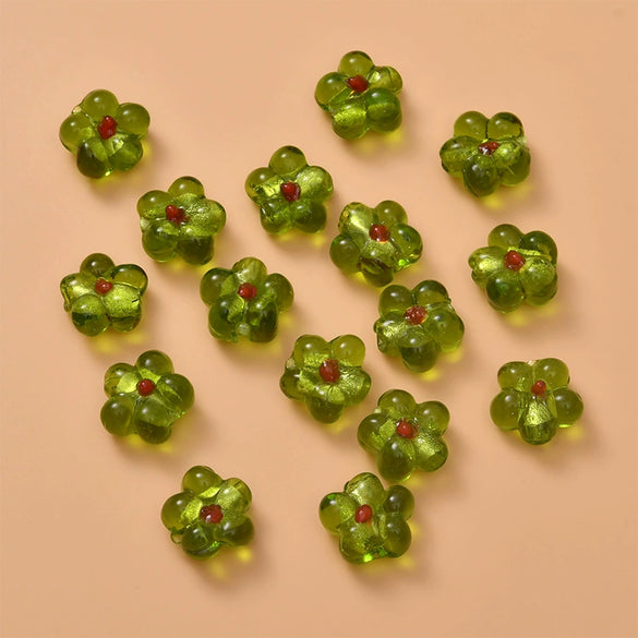 Wholesale Coloured Glaze Flower Beads Handpainted Diy Jewelry Accessories