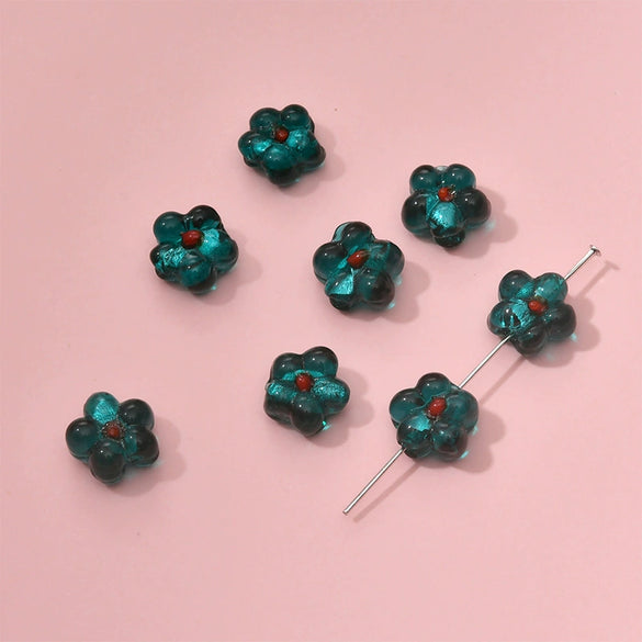 Wholesale Coloured Glaze Flower Beads Handpainted Diy Jewelry Accessories