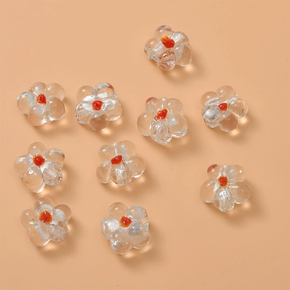 Wholesale Coloured Glaze Flower Beads Handpainted Diy Jewelry Accessories