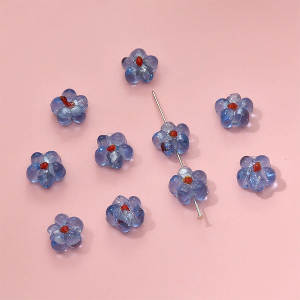 Wholesale Coloured Glaze Flower Beads Handpainted Diy Jewelry Accessories