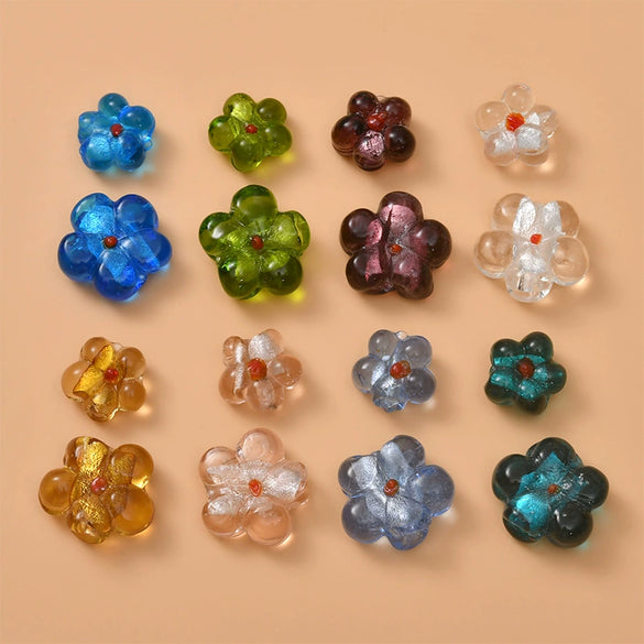 Wholesale Coloured Glaze Flower Beads Handpainted Diy Jewelry Accessories