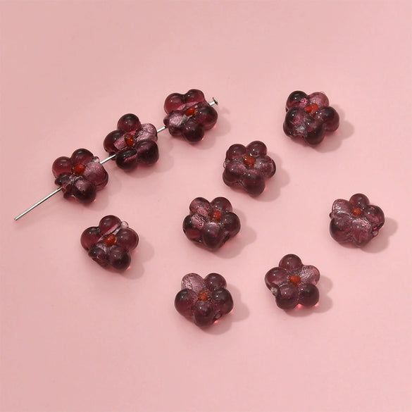Wholesale Coloured Glaze Flower Beads Handpainted Diy Jewelry Accessories