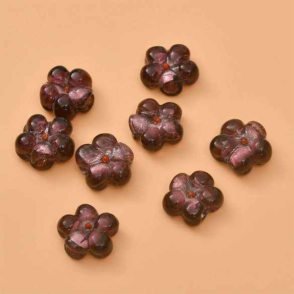 Wholesale Coloured Glaze Flower Beads Handpainted Diy Jewelry Accessories