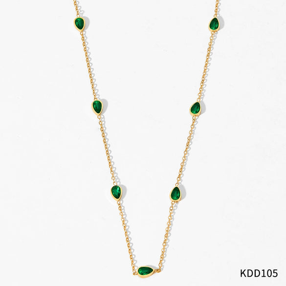 Wholesale Combination Set Of Bracelet Anklet And Necklace In Stainless Steel With Water Drops And Love Pattern Electroplated For Women Retaining Color And Set With Zircon
