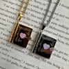 Wholesale Commemorative Photo Box Pendant Necklace Titanium Steel 18K Gold Plated Geometric Style