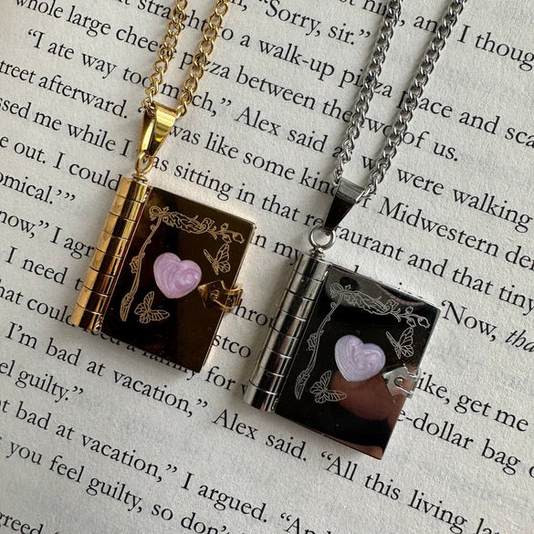 Wholesale Commemorative Photo Box Pendant Necklace Titanium Steel 18K Gold Plated Geometric Style