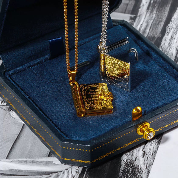 Wholesale Commemorative Photo Box Pendant Necklace Titanium Steel 18K Gold Plated Geometric Style