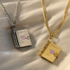 Wholesale Commemorative Photo Box Pendant Necklace Titanium Steel 18K Gold Plated Geometric Style