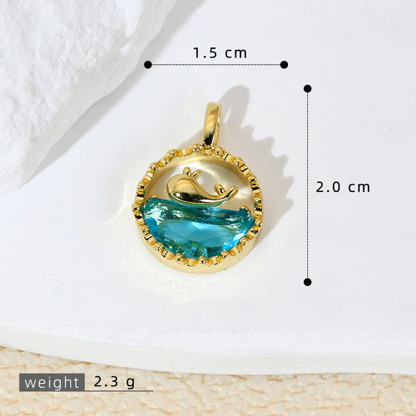 Wholesale Commuter Pendant Necklace Copper Gold Plated Animal Zodiac Micropaved Dolphin Single Pendant With Micro Zircon