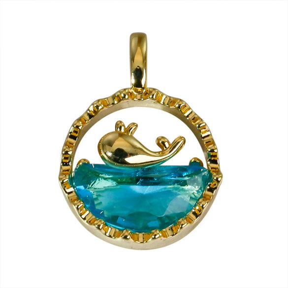 Wholesale Commuter Pendant Necklace Copper Gold Plated Animal Zodiac Micropaved Dolphin Single Pendant With Micro Zircon