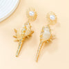 Wholesale Conch Earrings Alloy Inlaid Pearl Shell Geometric Style Women's Jewelry