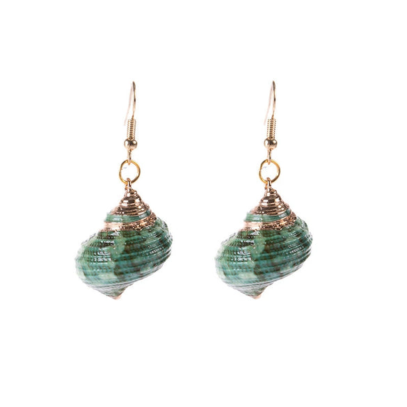Wholesale Conch Sea Shell Earrings Golden Edge Geometric Style