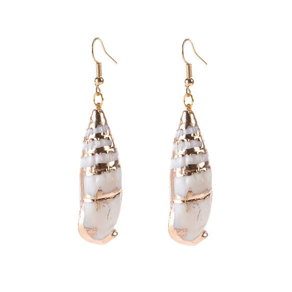 Wholesale Conch Sea Shell Earrings Golden Edge Geometric Style