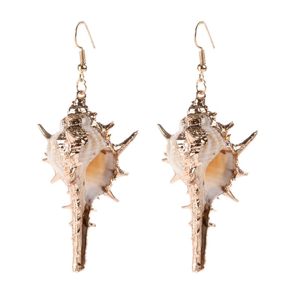 Wholesale Conch Sea Shell Earrings Golden Edge Geometric Style