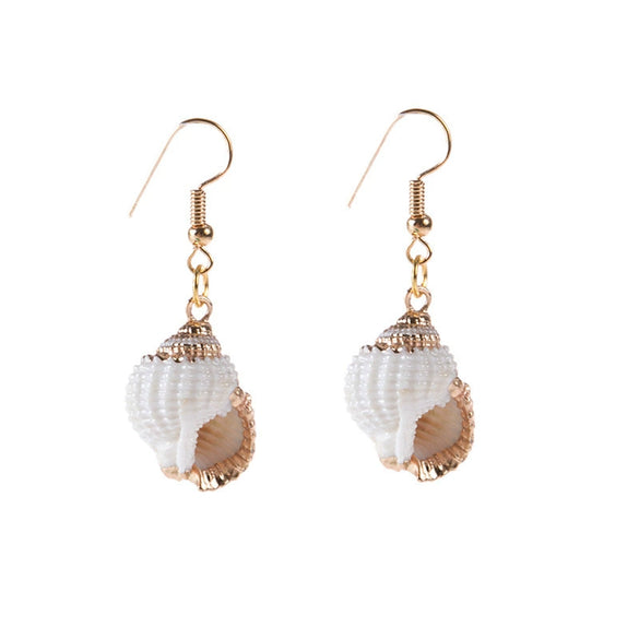 Wholesale Conch Sea Shell Earrings Golden Edge Geometric Style