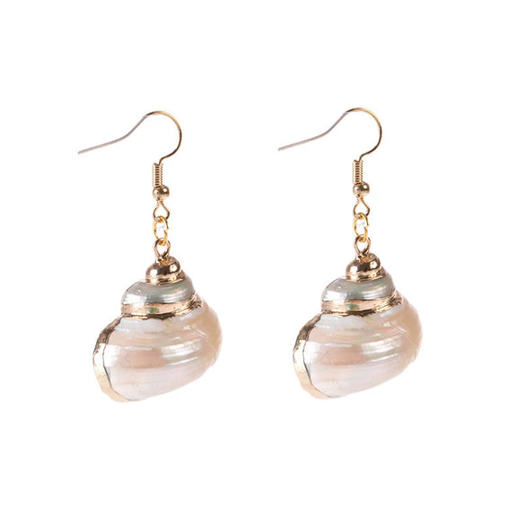 Wholesale Conch Sea Shell Earrings Golden Edge Geometric Style