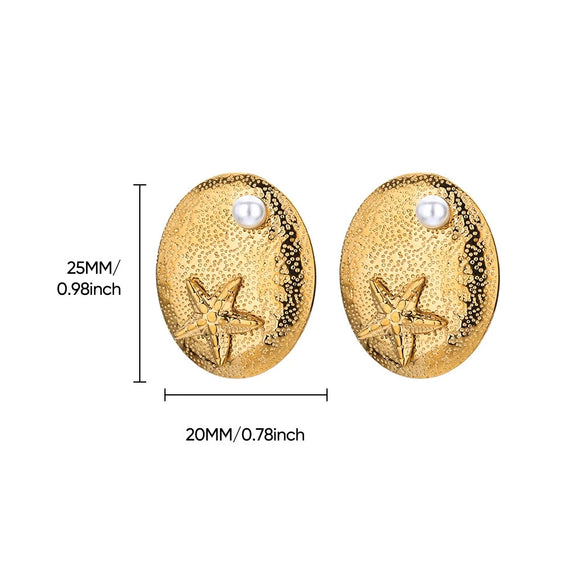 Wholesale Conch Shell And Starfish Earrings Stainless Steel Copper Gold Geometric Electroplated Unisex