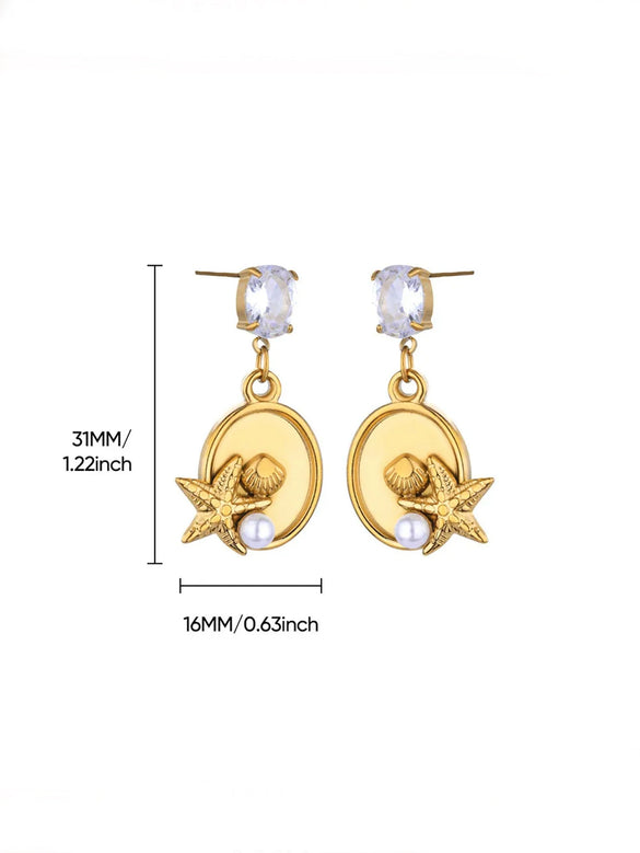 Wholesale Conch Shell And Starfish Earrings Stainless Steel Copper Gold Geometric Electroplated Unisex