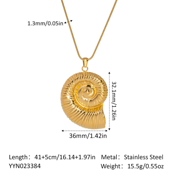 Wholesale Conch Starfish Pendant Necklace In Stainless Steel With Pvd Furnace Vacuum Real Gold Plating For Women Simple And Fashionable O Word Chain