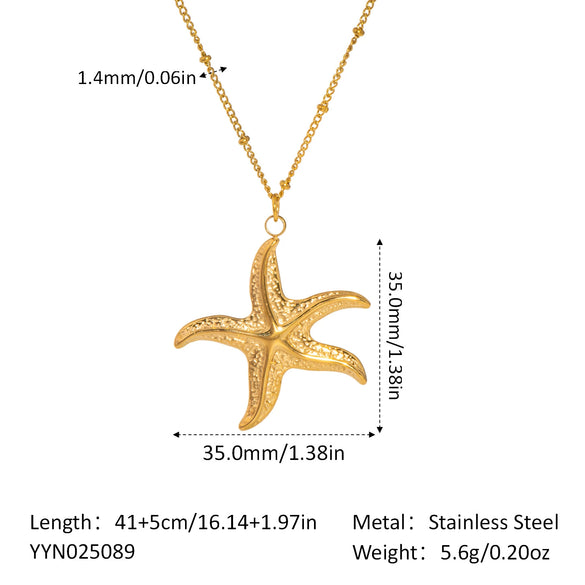 Wholesale Conch Starfish Pendant Necklace In Stainless Steel With Pvd Furnace Vacuum Real Gold Plating For Women Simple And Fashionable O Word Chain