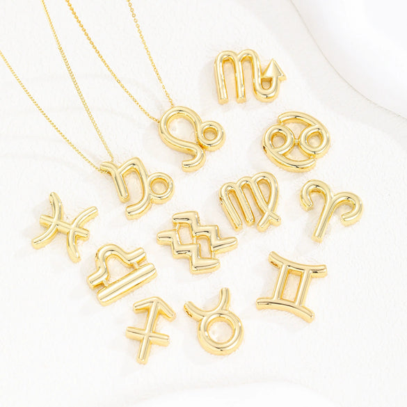Wholesale Constellation Fashion Pendant Necklace Brass Copper Bead Chain Electroplating For Women