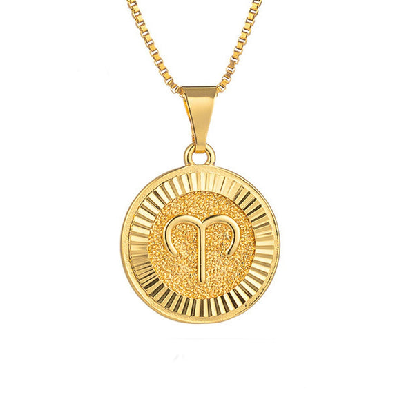 Wholesale Constellation Pendant Necklace Copper Real Gold Plated Jewelry Accessories