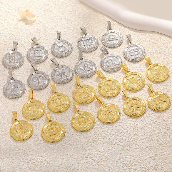 Wholesale Constellation Pendant Necklace Copper Real Gold Plated Jewelry Accessories