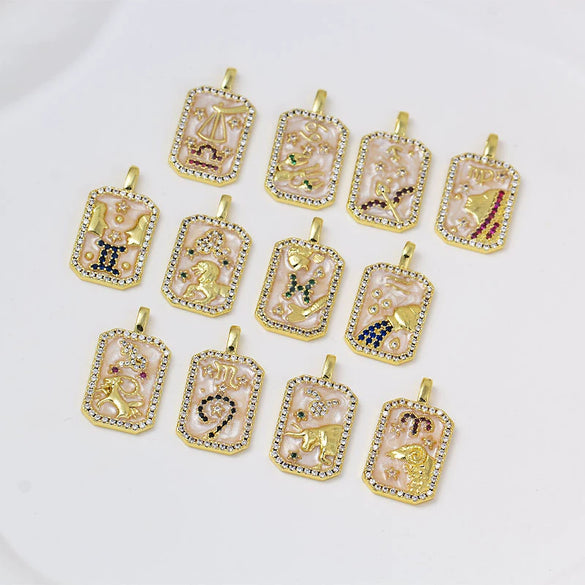 Wholesale Constellation Pendant Necklace Oildrip Copper O Word Chain Jewelry