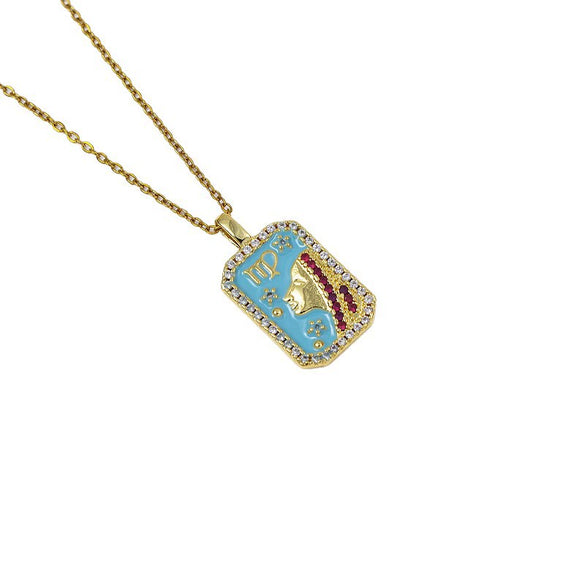 Wholesale Constellation Pendant Necklace Oildrip Copper O Word Chain Jewelry