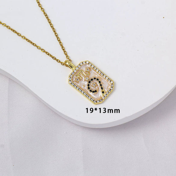 Wholesale Constellation Pendant Necklace Oildrip Copper O Word Chain Jewelry