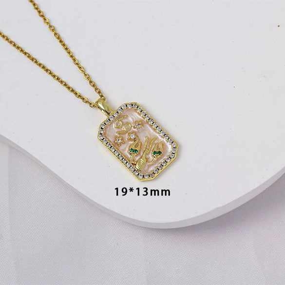 Wholesale Constellation Pendant Necklace Oildrip Copper O Word Chain Jewelry