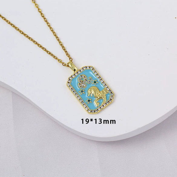 Wholesale Constellation Pendant Necklace Oildrip Copper O Word Chain Jewelry