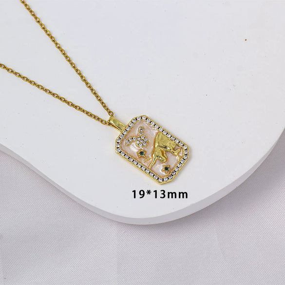 Wholesale Constellation Pendant Necklace Oildrip Copper O Word Chain Jewelry