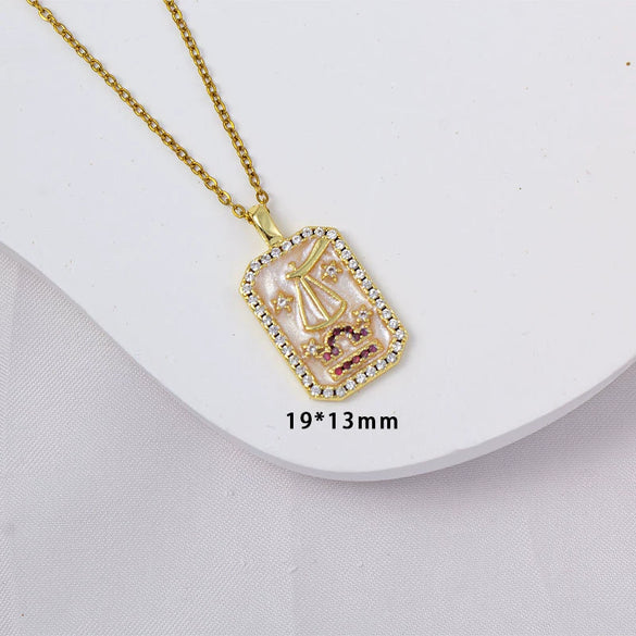 Wholesale Constellation Pendant Necklace Oildrip Copper O Word Chain Jewelry