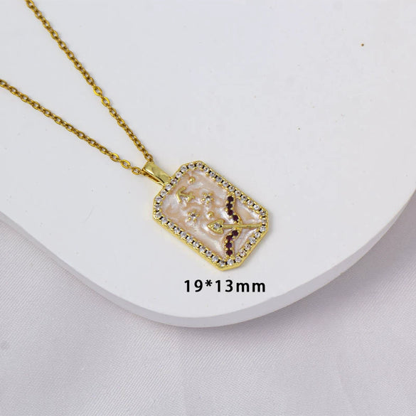 Wholesale Constellation Pendant Necklace Oildrip Copper O Word Chain Jewelry
