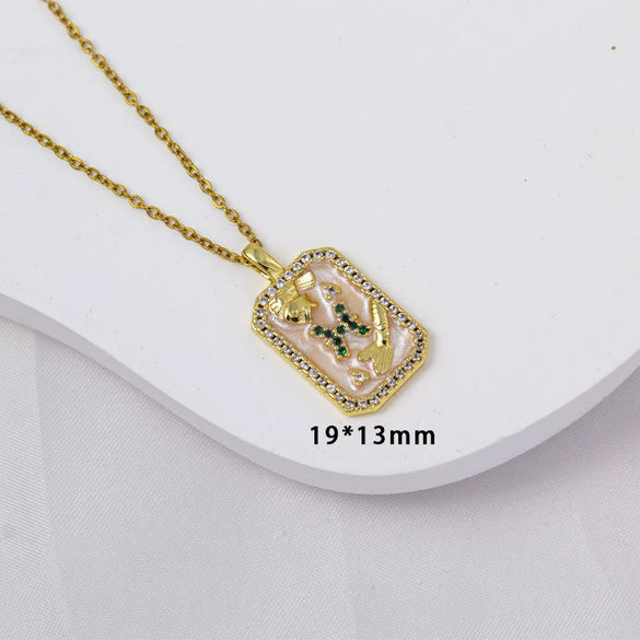 Wholesale Constellation Pendant Necklace Oildrip Copper O Word Chain Jewelry