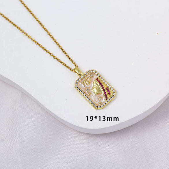 Wholesale Constellation Pendant Necklace Oildrip Copper O Word Chain Jewelry