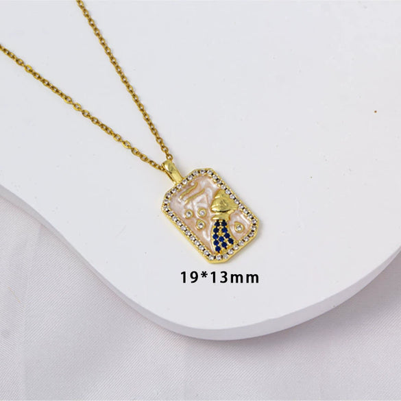 Wholesale Constellation Pendant Necklace Oildrip Copper O Word Chain Jewelry