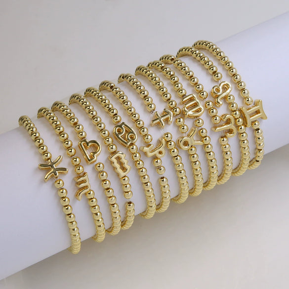 Wholesale Constellation Style Copper Elastic Cord Adjustable Bracelet With Electroplating Treatment For Women