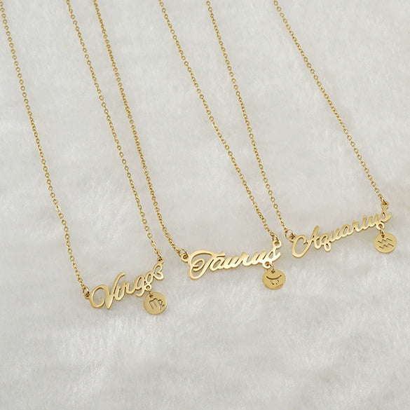 Wholesale Constellation 316L Stainless Steel Necklace With Vacuum Plating For Female